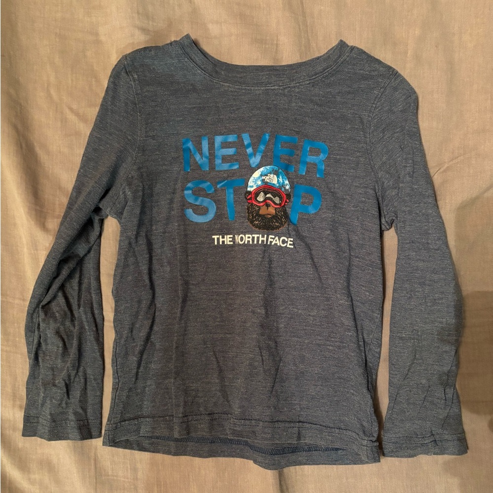 The North Face Kids Blue and Gray Long Sleeve Tee